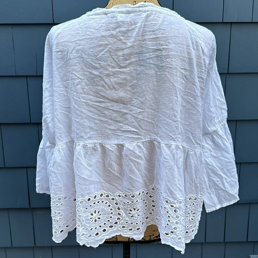 🤍🤍🤍RD Style white cotton large blouse top eyelet boho - Picture 4 of 9
